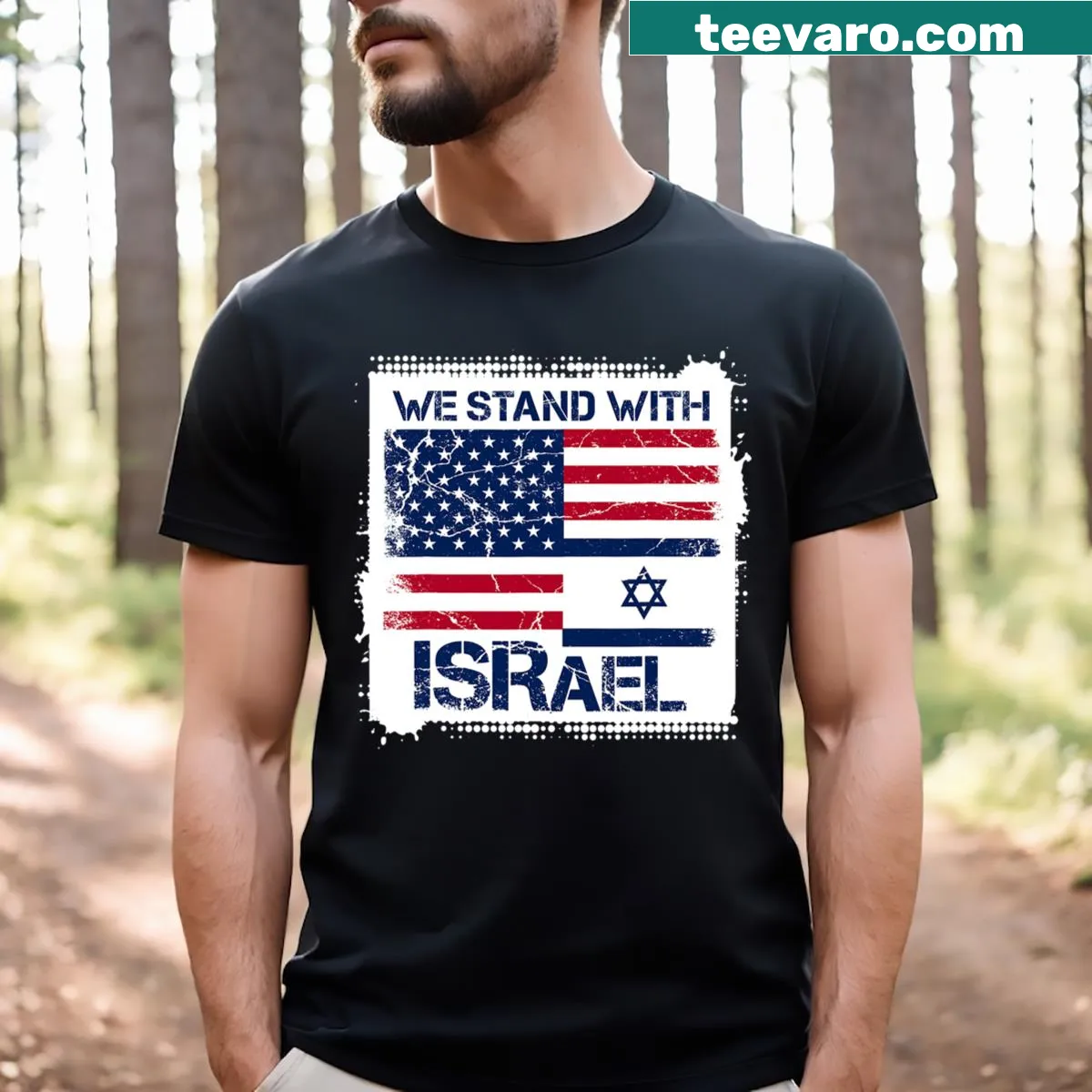 Funny We Stand With Israel t-shirt for men — on a men's t-shirt