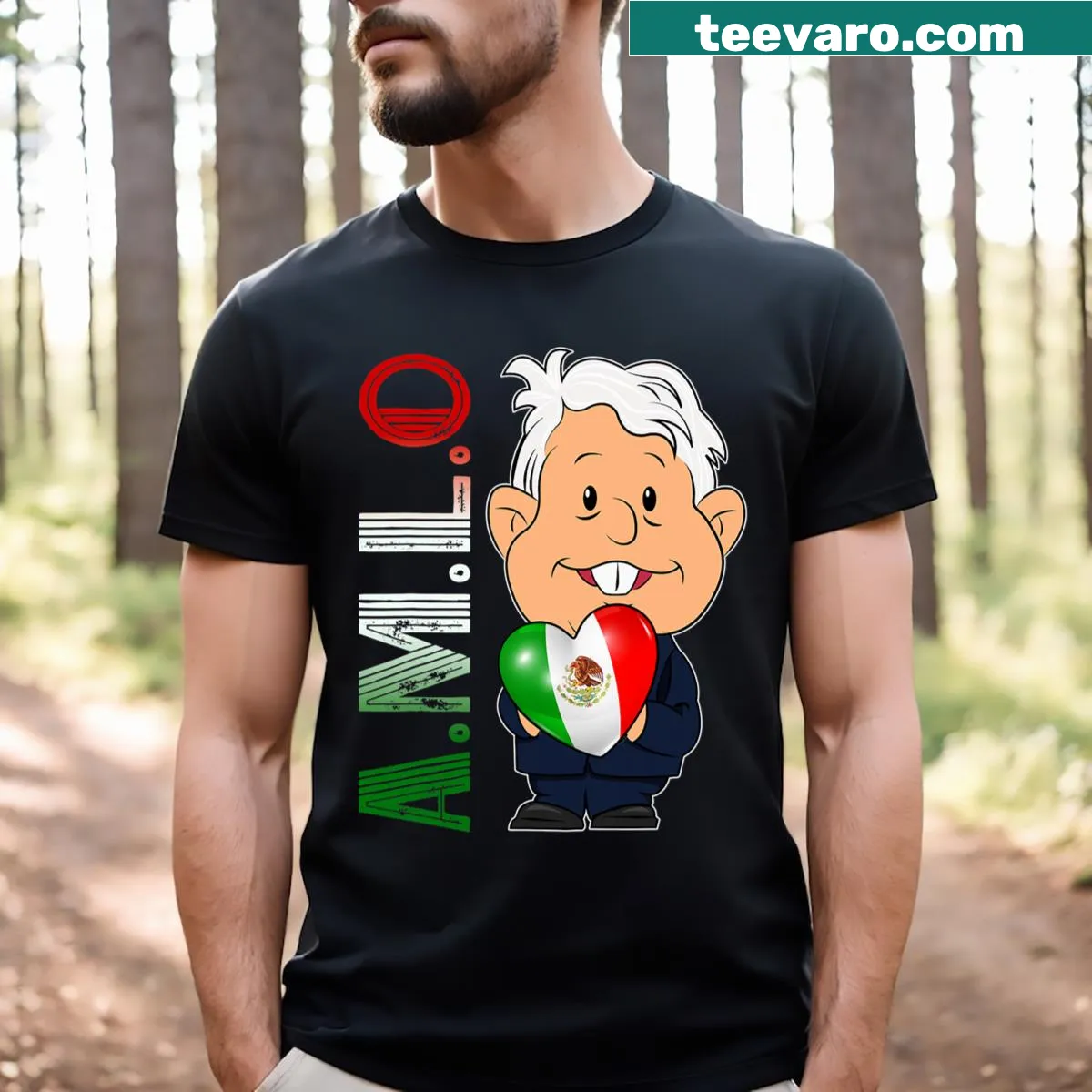 T-shirt featuring the name of Mexican President Lopez Obrador. — on a men's t-shirt