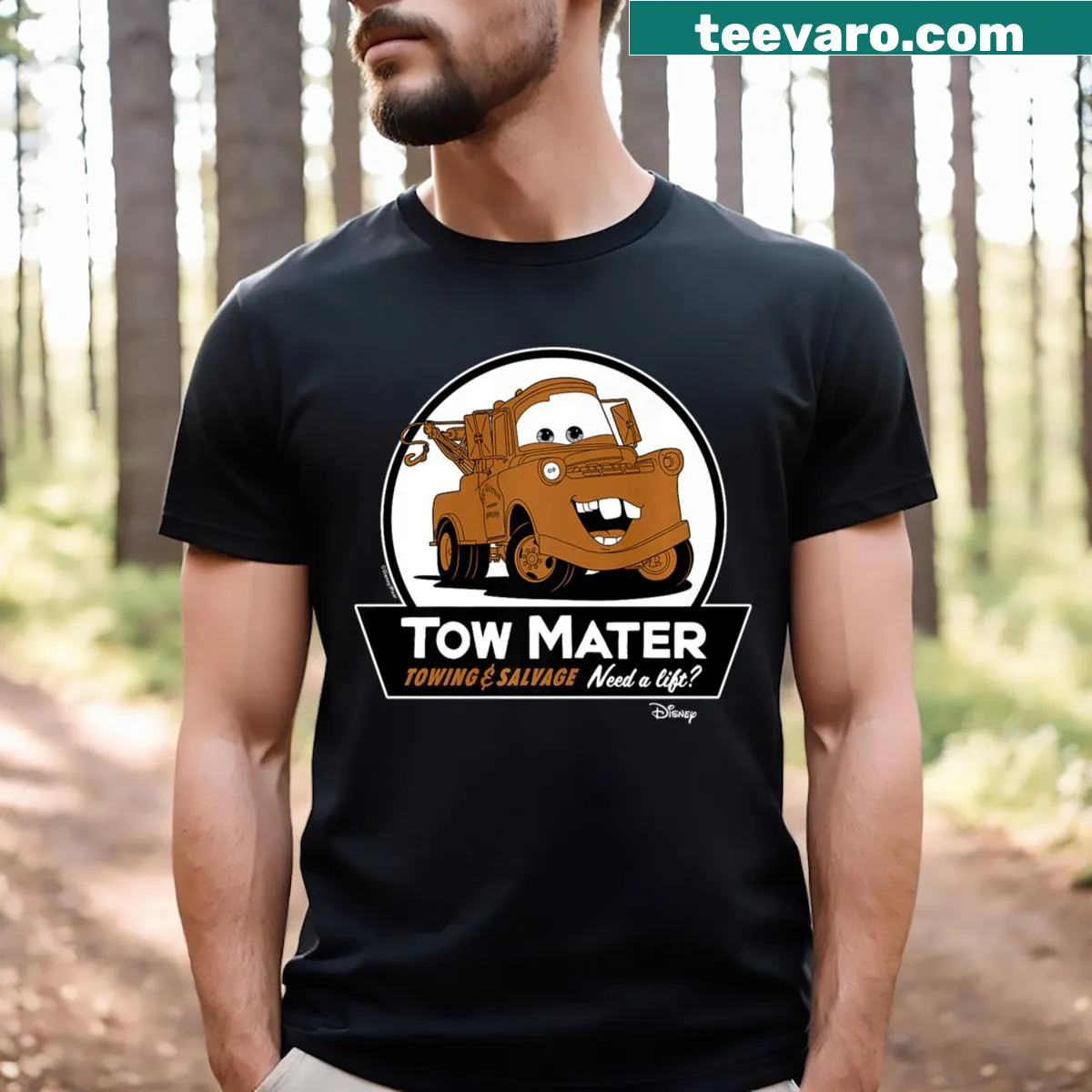 Illustration of Tow Mater with a towing sign on a t-shirt — on a men's t-shirt