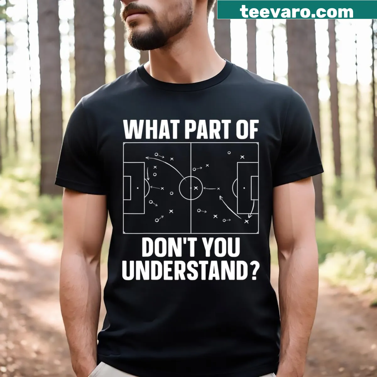 Illustrated soccer coach design T-shirt for soccer lovers — on a men's t-shirt