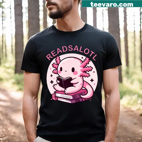 Cute axolotl design promoting reading