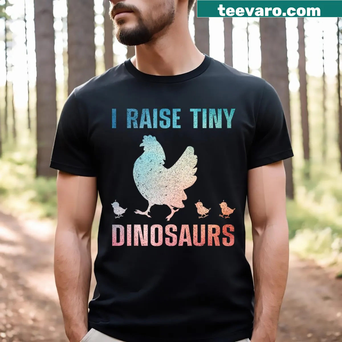 Charming illustration of a rooster and hen for chicken lovers — on a men's t-shirt