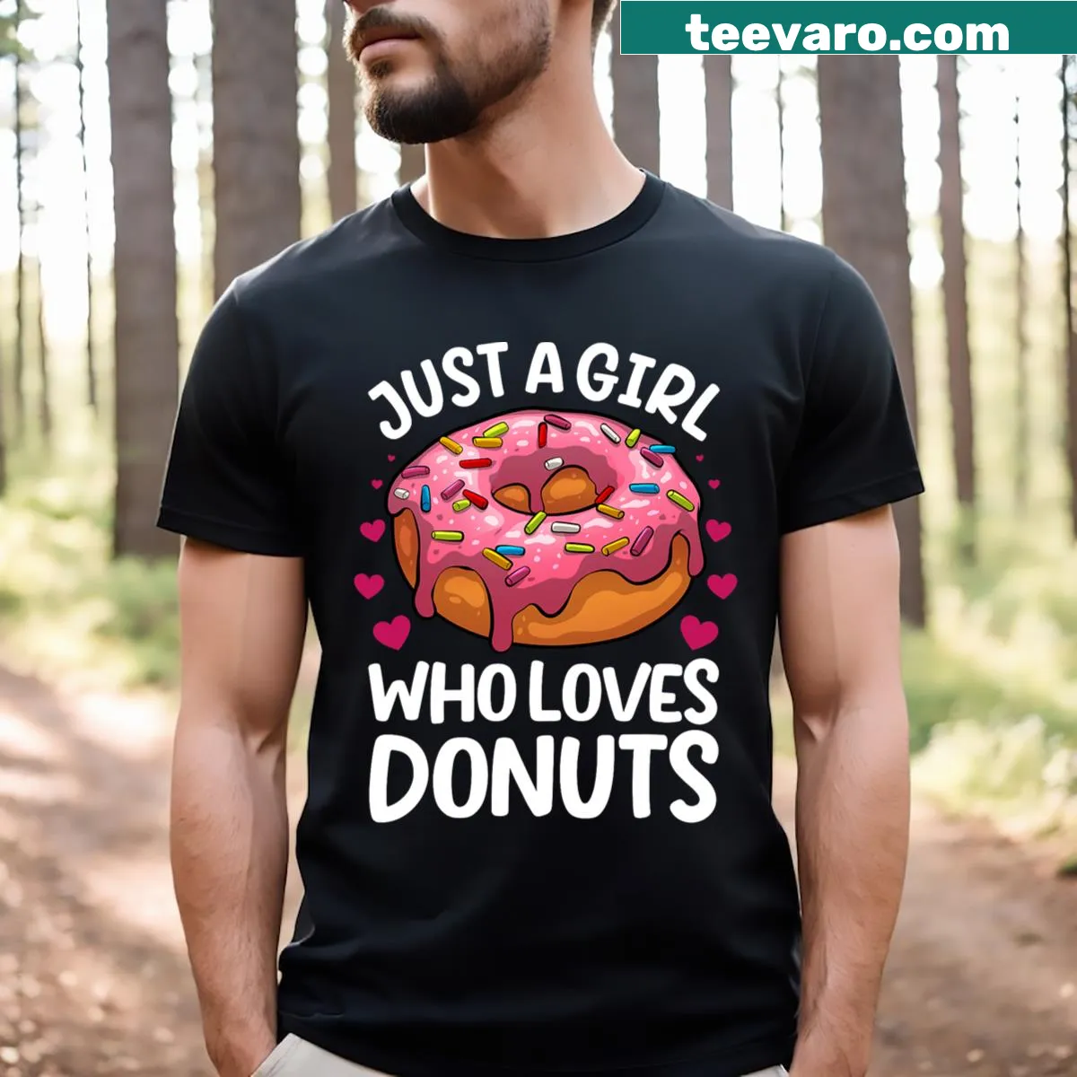 Cute donut graphic T-shirt for donut lovers — on a men's t-shirt