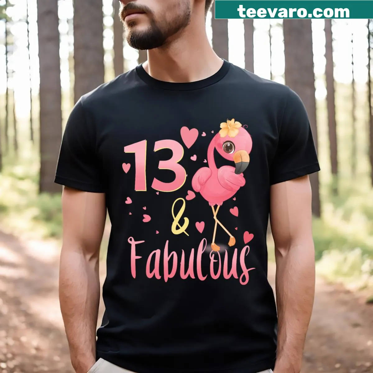 Flamingo birthday shirt for girls featuring a fun design — on a men's t-shirt