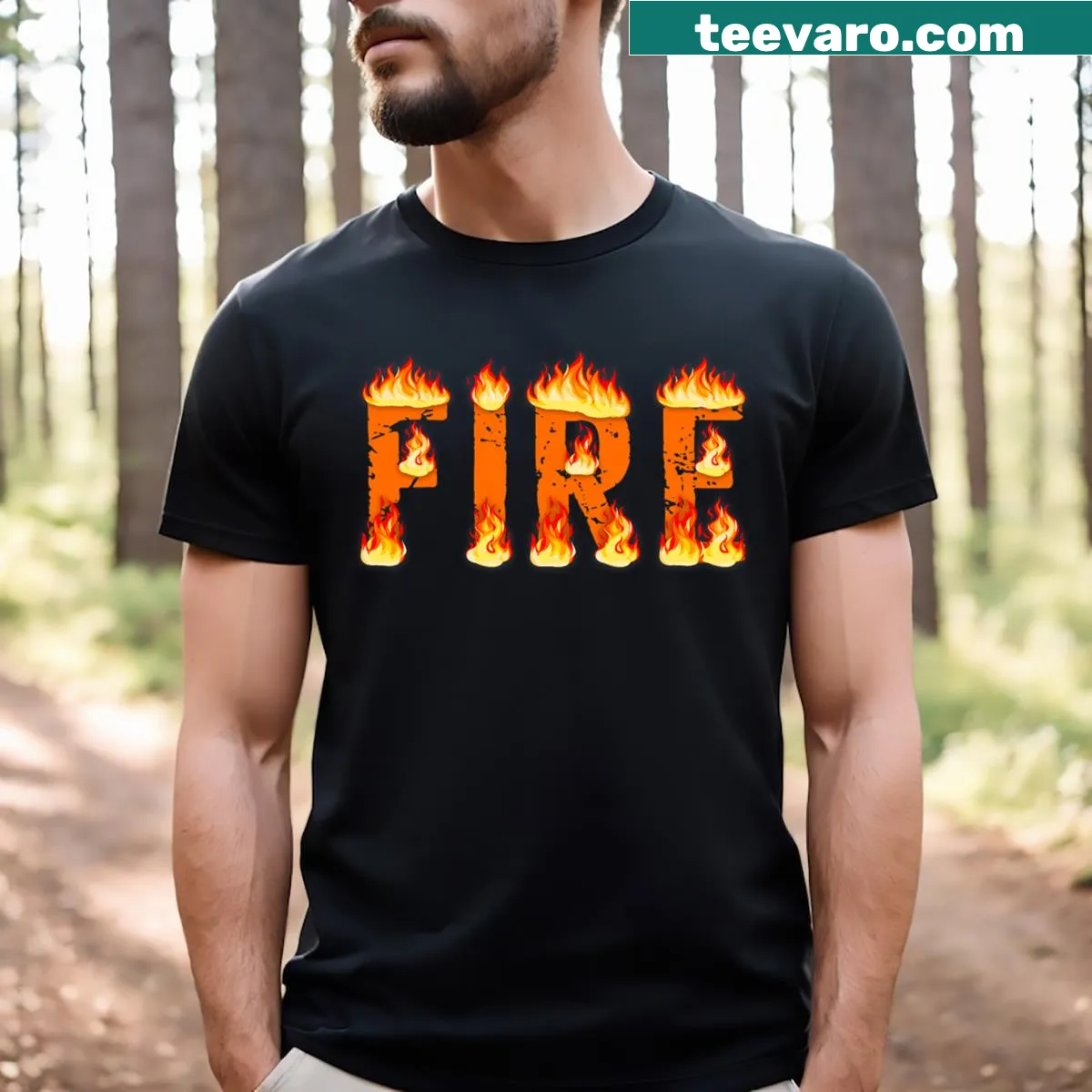 Family matching Halloween T-shirt featuring ice and fire graphics — on a men's t-shirt