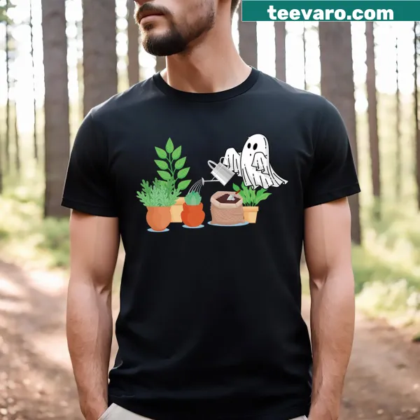 Cute Halloween T-shirt with a ghostly plant design