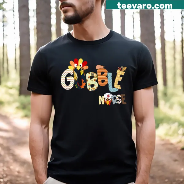 Festive Thanksgiving design with ‘Gobble Gobble’ text for nurses