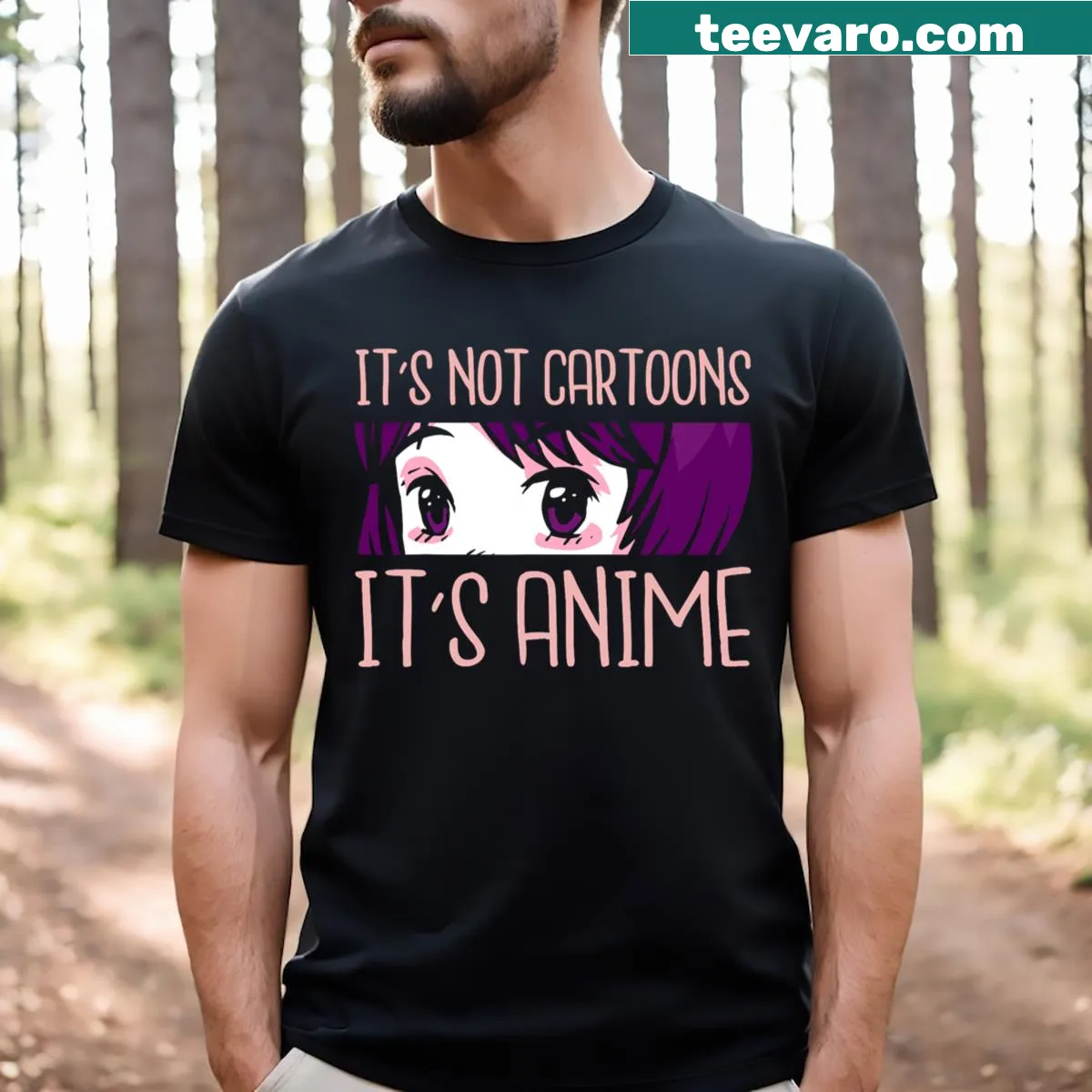 Anime-themed T-shirt with playful graphic for fans — on a men's t-shirt