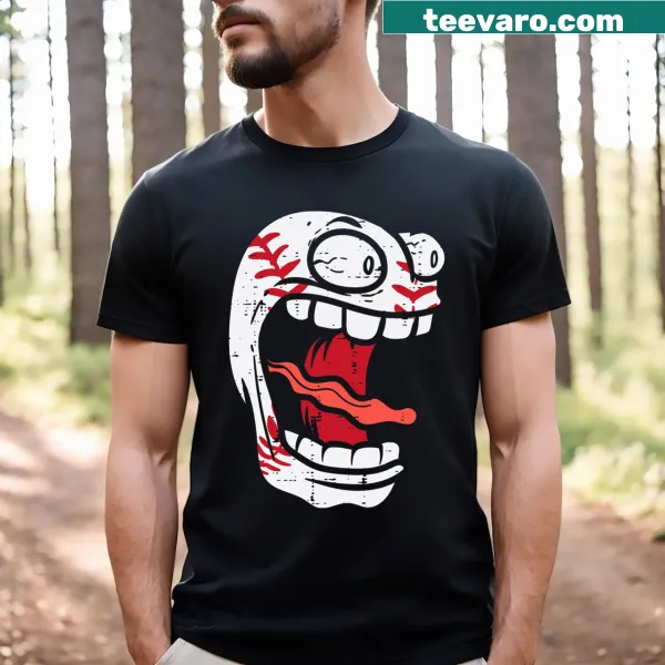 Funny cartoon screaming baseball design t-shirt