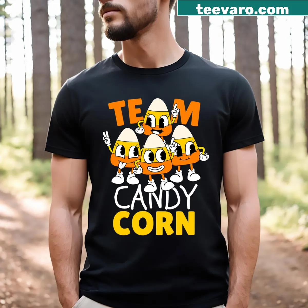 Candy corn graphic with 'Team Candy Corn' text T-shirt for kids — on a men's t-shirt