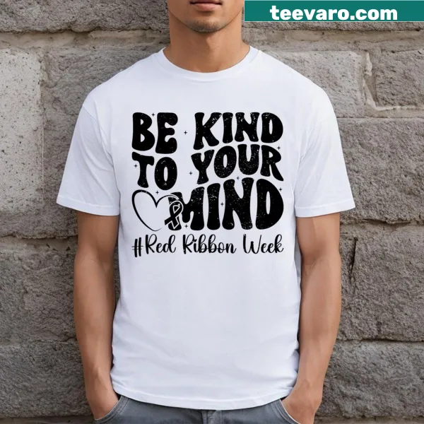 Men's T-shirt with 'Be Kind To Your Mind' text for mental health awareness