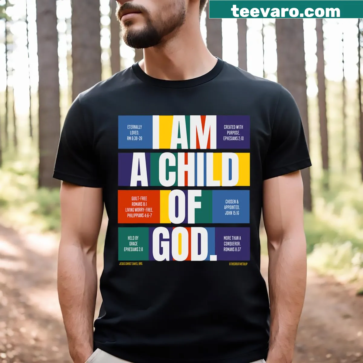 Inspirational Christian T-shirt with the message I'm A Child Of God — on a men's t-shirt