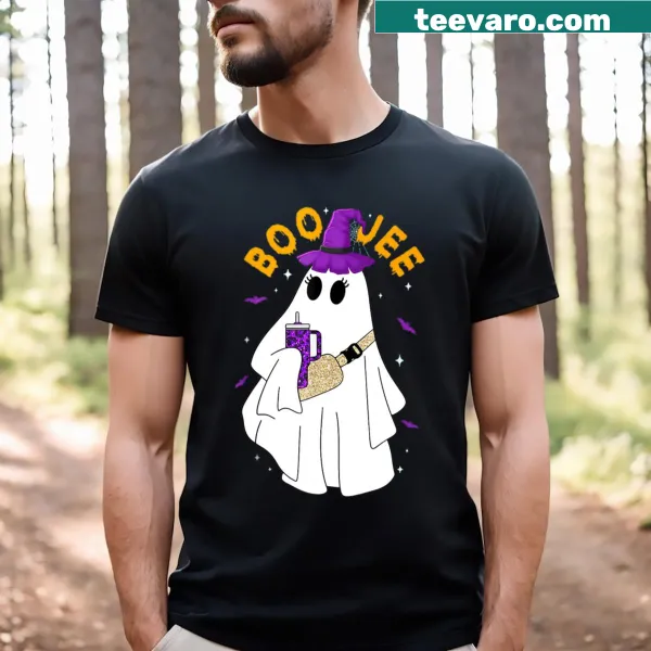 Trendy ghost design on Boo Jee Boujee Halloween T-shirt