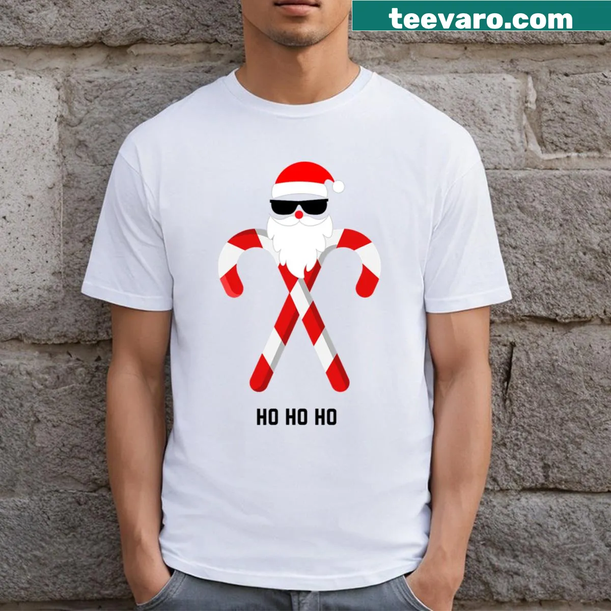 Playful Santa graphic t-shirt for the holidays — on a men's t-shirt