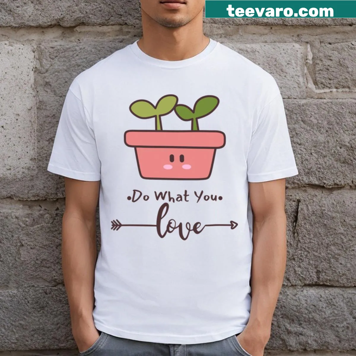 Inspirational text 'Do What You Love' on a t-shirt — on a men's t-shirt