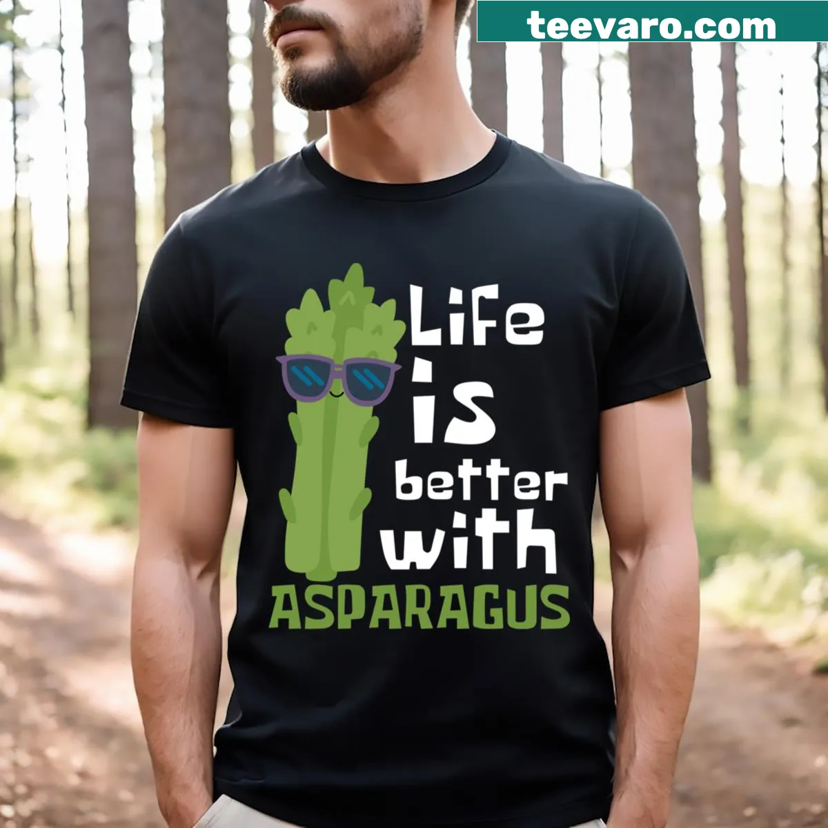 Funny t-shirt with the phrase 'Life Is Better With Asparagus' — on a men's t-shirt