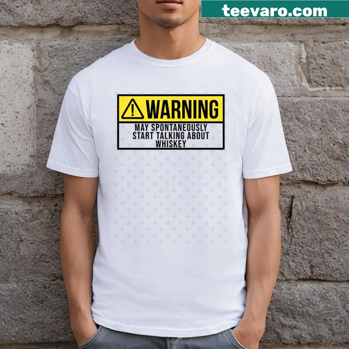 T-shirt with the phrase 'May Spontaneously Start Talking About Whiskey' — on a men's t-shirt