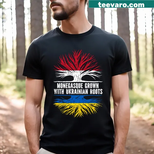 Monegasque flag with Ukrainian roots graphic T-shirt