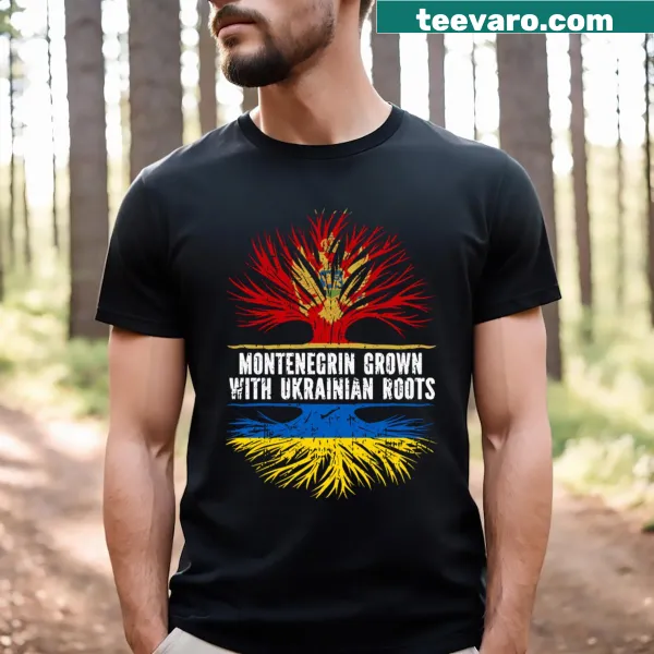 Montenegrin flag with Ukrainian roots graphic T-shirt