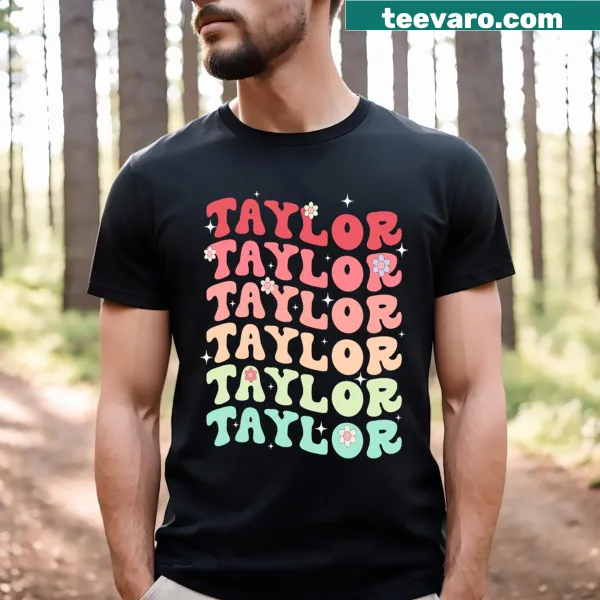 Retro T-shirt featuring 'Taylor' with a groovy design