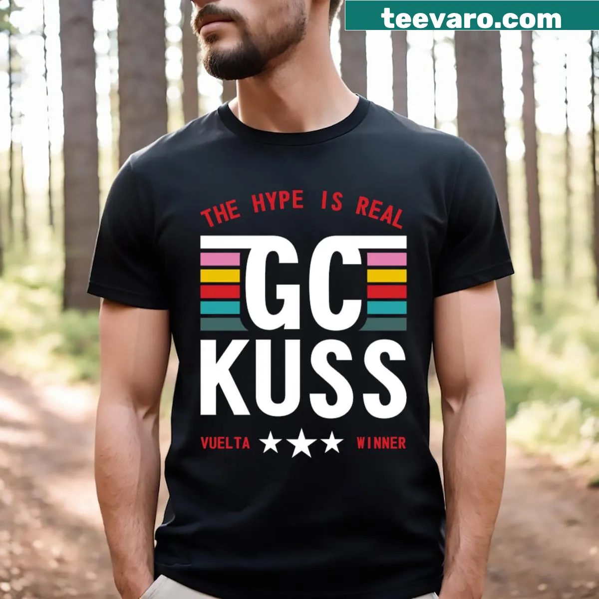 Retro Gc Kuss T-shirt with a vintage-inspired logo at center. — on a men's t-shirt