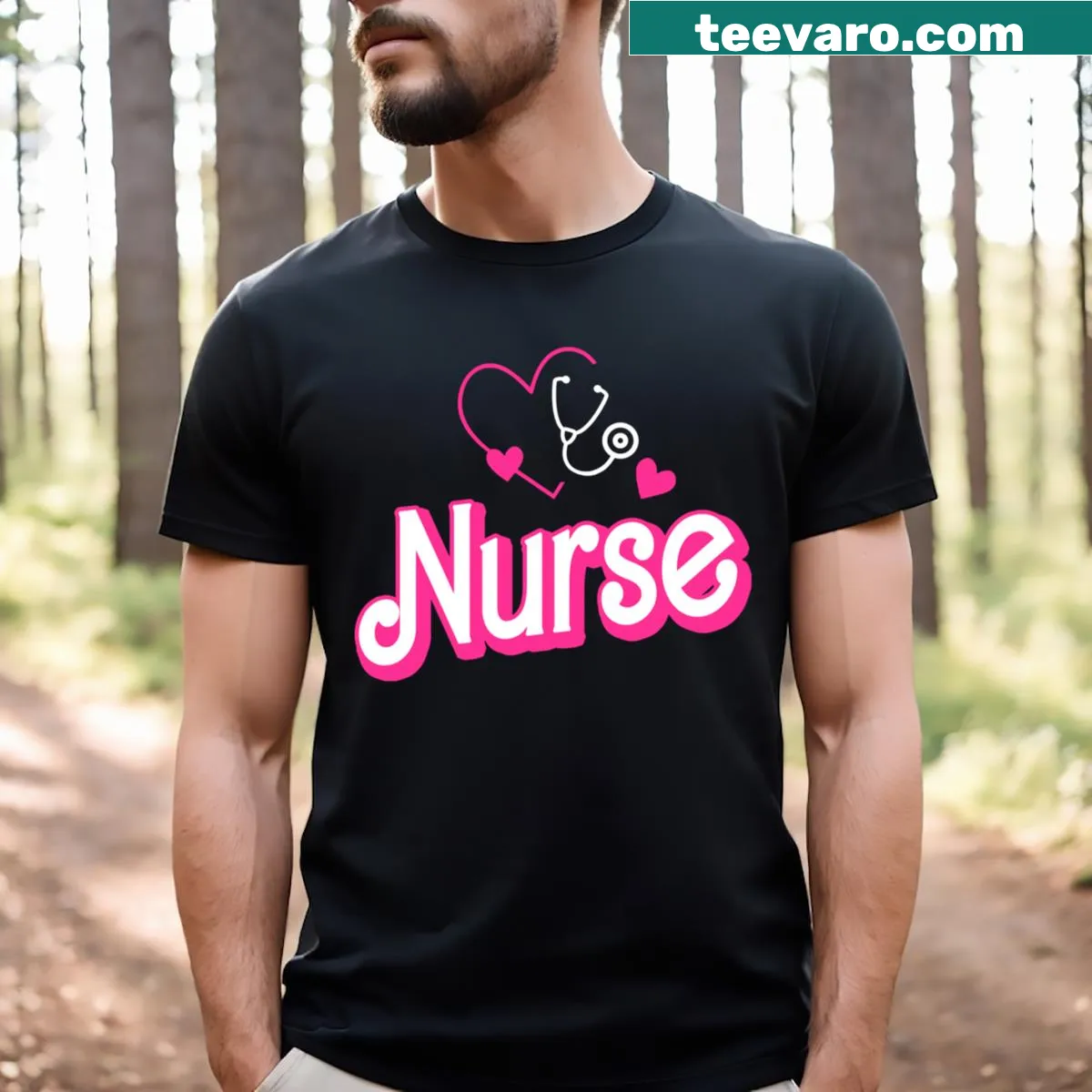 Funny nurse t-shirt with retro illustration for nurses — on a men's t-shirt