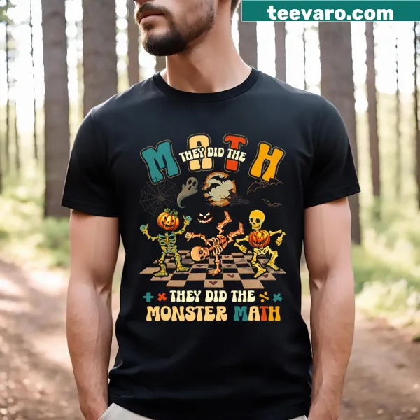 Funny dancing skeleton t-shirt with playful math theme