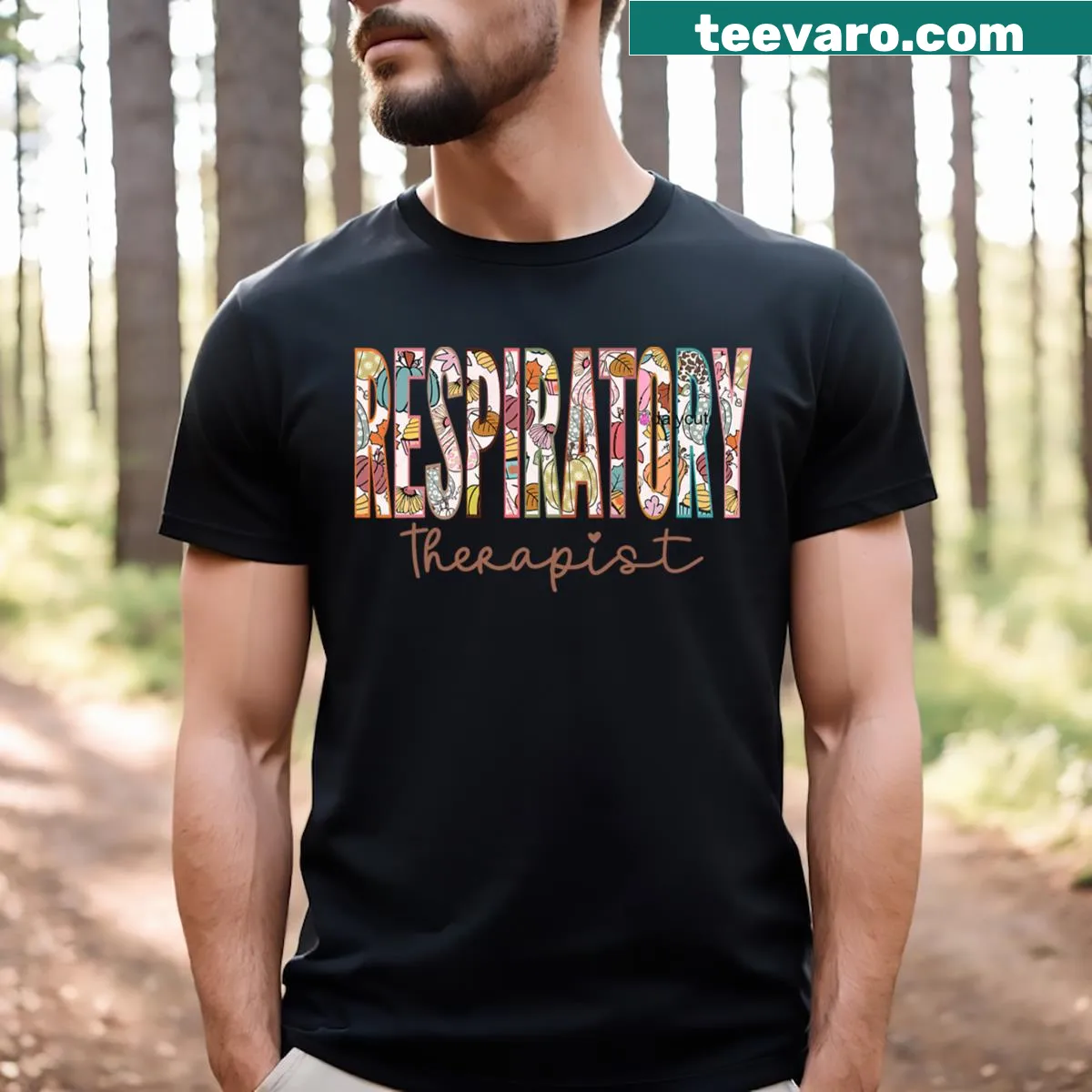 Illustrative design honoring respiratory therapists and nurses on t-shirt — on a men's t-shirt