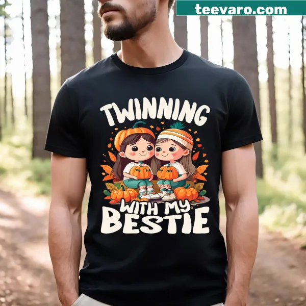 Retro T-shirt featuring 'Twinning With My Bestie' graphic