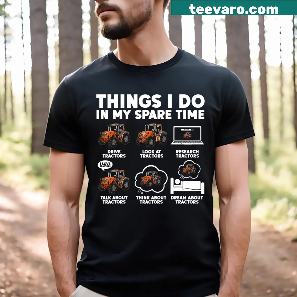 Vintage tractor design T-shirt for tractor lovers — on a men's t-shirt
