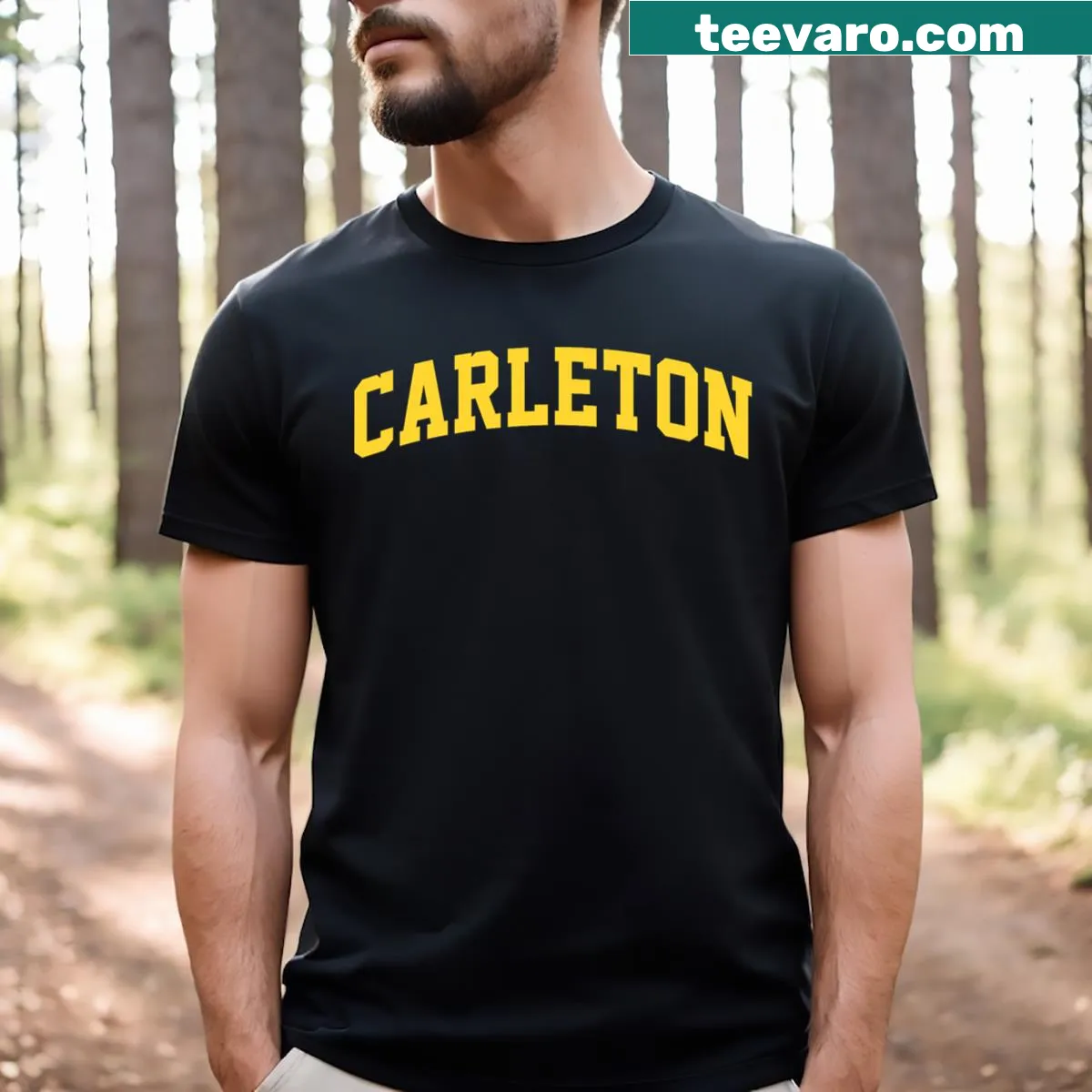 Vintage-style T-shirt featuring Carleton College retro design — on a men's t-shirt