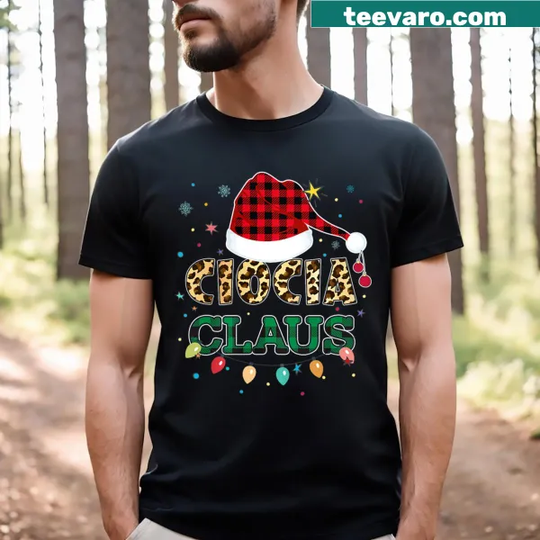 Cute Christmas t-shirt with Ciocia Claus in leopard print