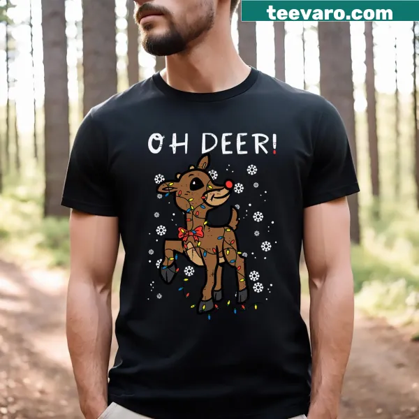 Adorable Christmas reindeer graphic with Oh Deer text for kids
