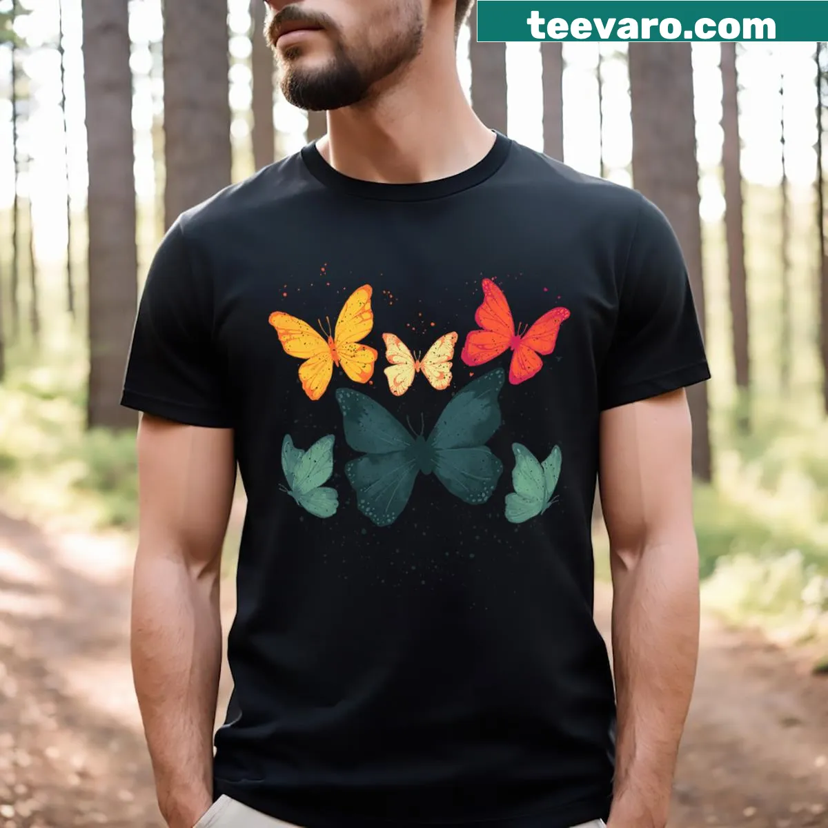 Monarch butterfly illustration on a stylish men's T-shirt — on a men's t-shirt