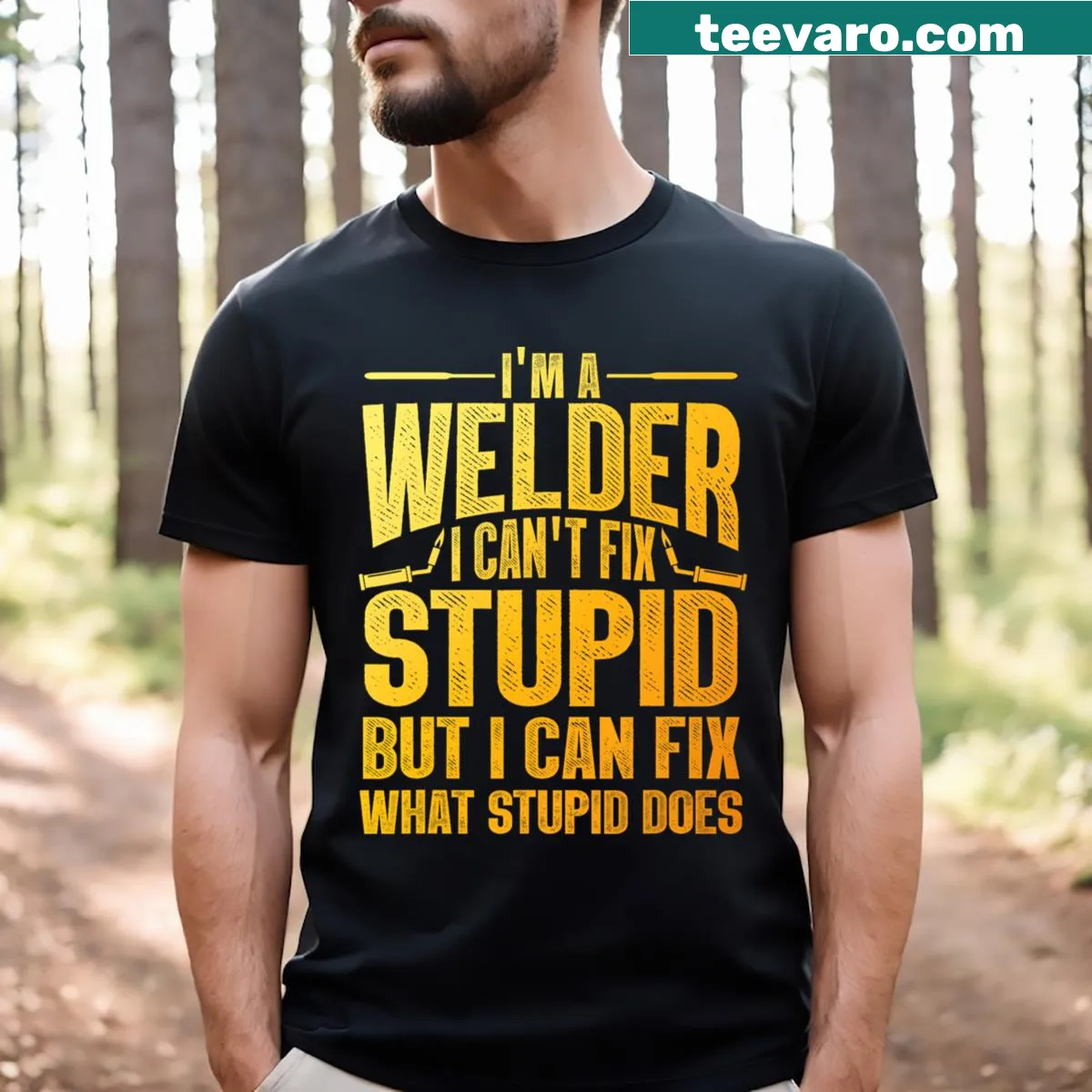 Illustration of a welder on a T-shirt for men — on a men's t-shirt