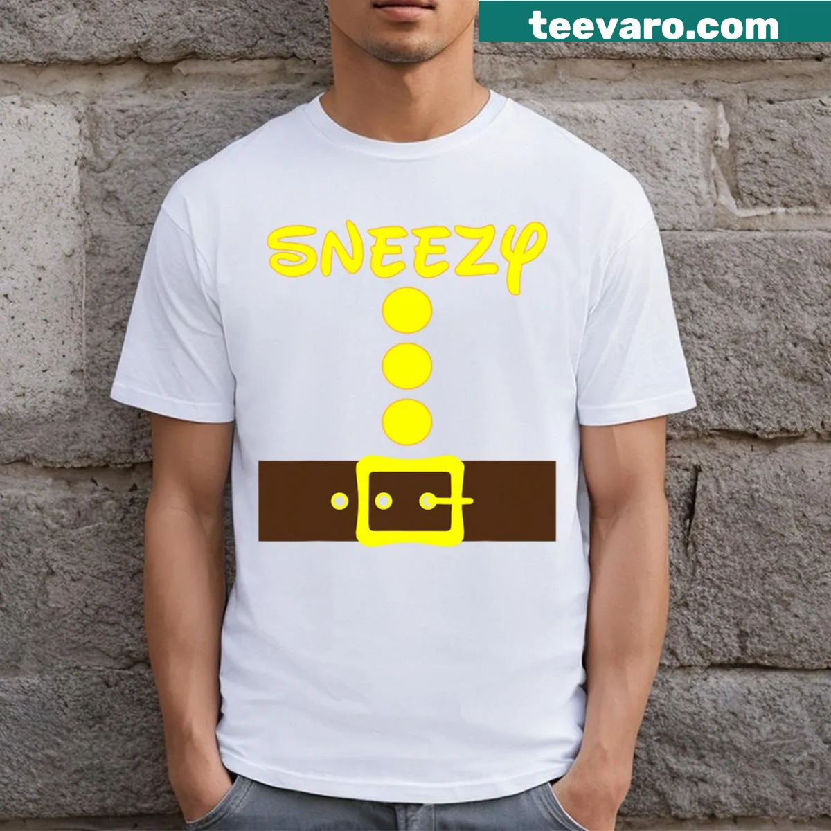 Whimsical dwarf design for Halloween on a matching T-shirt — on a men's t-shirt