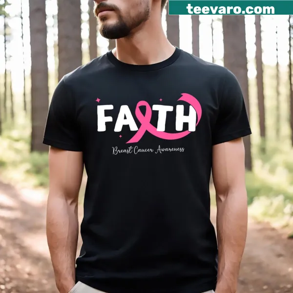 Faith T-shirt with cross and flower designs for Breast Cancer Awareness.