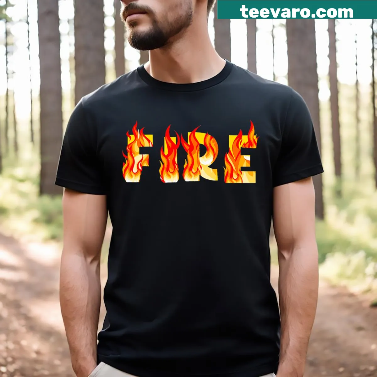Family matching T-shirt with ice and fire Halloween theme — on a men's t-shirt