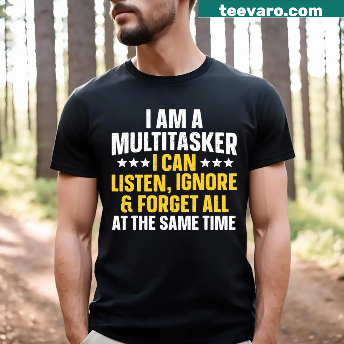 Sarcastic funny quote art t-shirt for men with typography design — on a men's t-shirt
