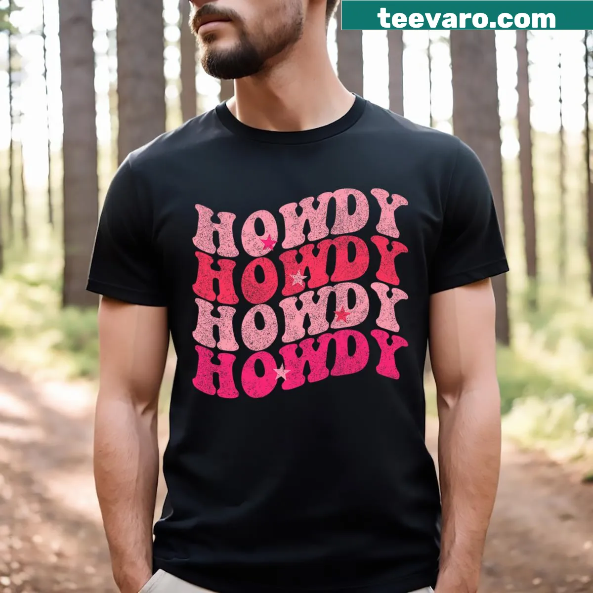Pink cowgirl design for Christmas t-shirt — on a men's t-shirt