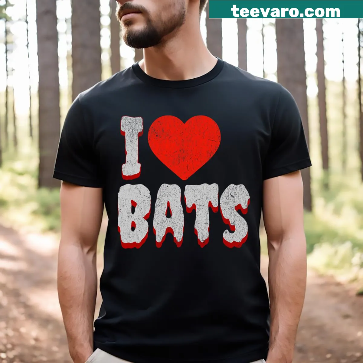 Distressed Halloween t-shirt featuring a bat graphic — on a men's t-shirt