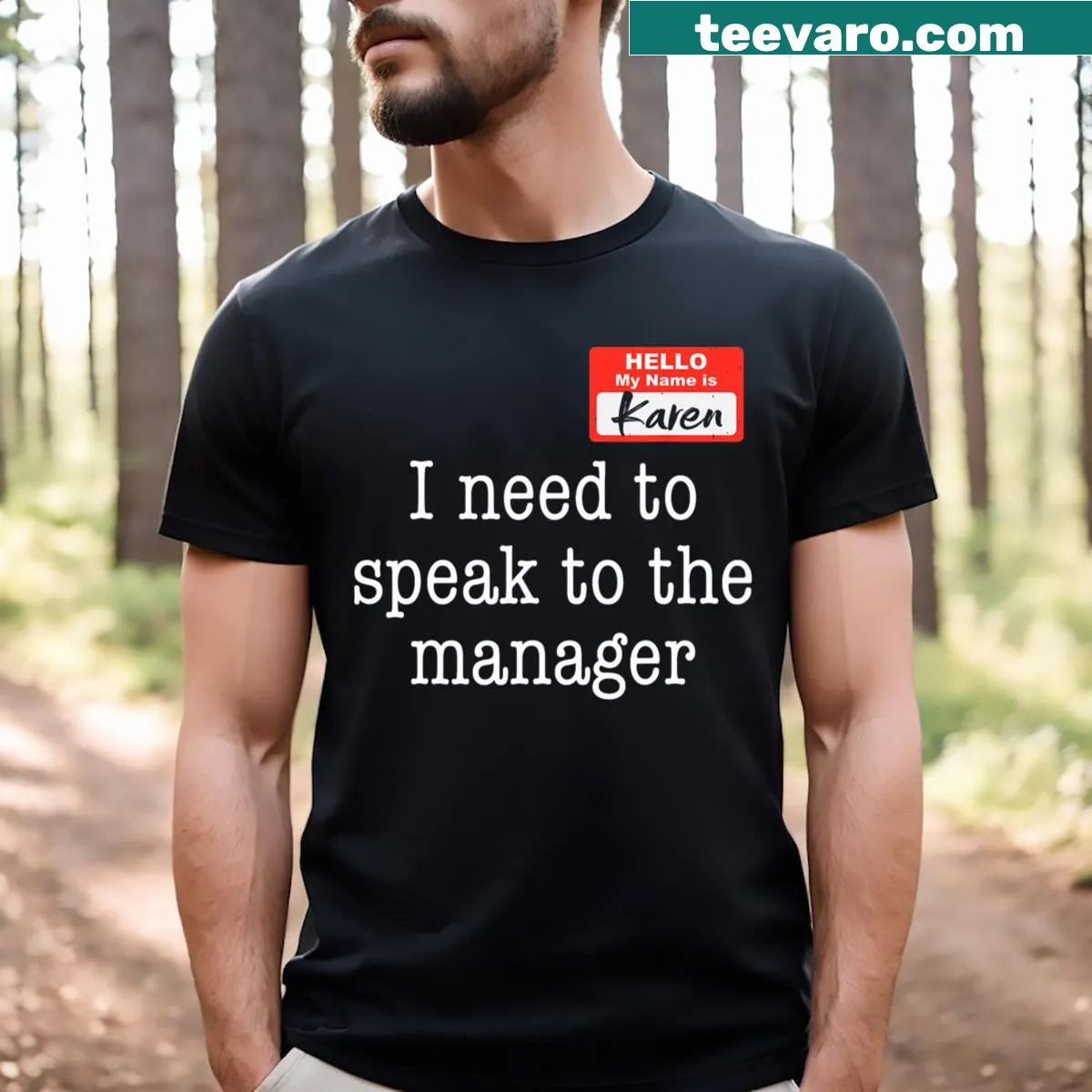 Funny Halloween shirt with the phrase 'I Need To Speak To The Manager' — on a men's t-shirt
