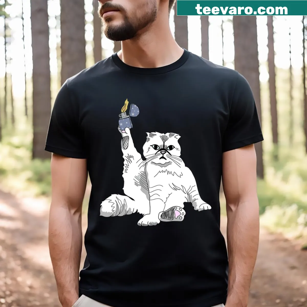 Holiday Cat Mom shirt with festive text design for Christmas — on a men's t-shirt