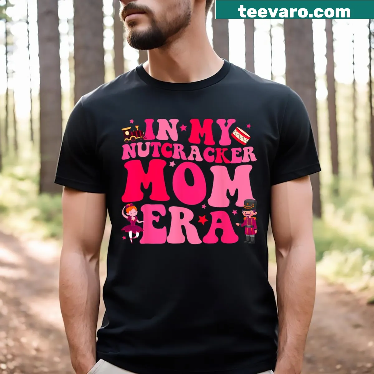Nutcracker-themed shirt for moms celebrating Christmas and ballet — on a men's t-shirt