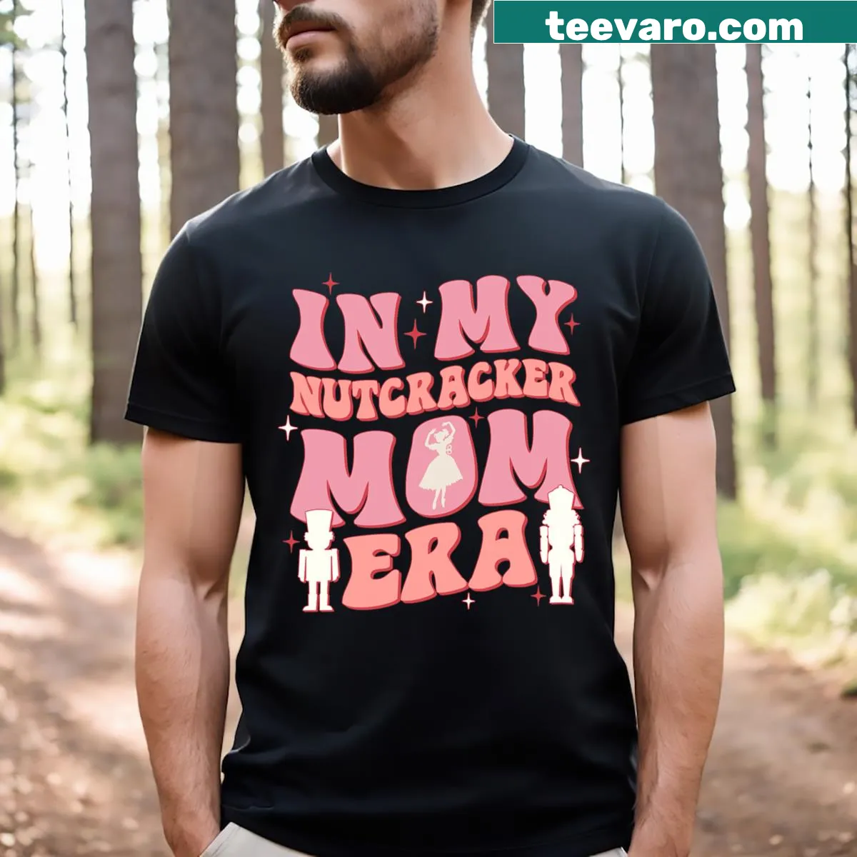 Retro Nutcracker-themed pajama shirt for Christmas celebrations — on a men's t-shirt