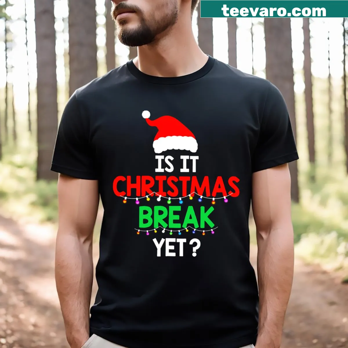 Humorous teacher-themed shirt expressing excitement for Christmas break — on a men's t-shirt
