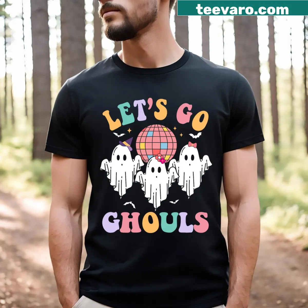 Funny Halloween shirt with a ghost graphic and playful text — on a men's t-shirt