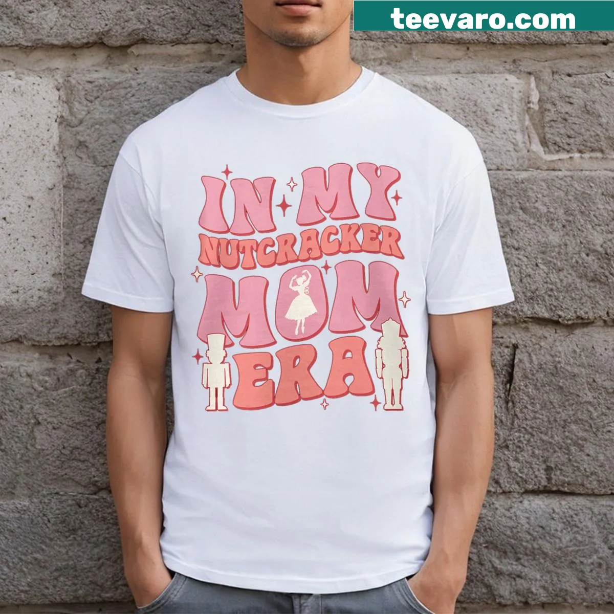 Nutcracker ballet Christmas t-shirt for moms featuring a nostalgic design — on a men's t-shirt