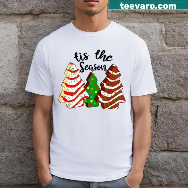 Cute Christmas tree cakes t-shirt with festive illustration