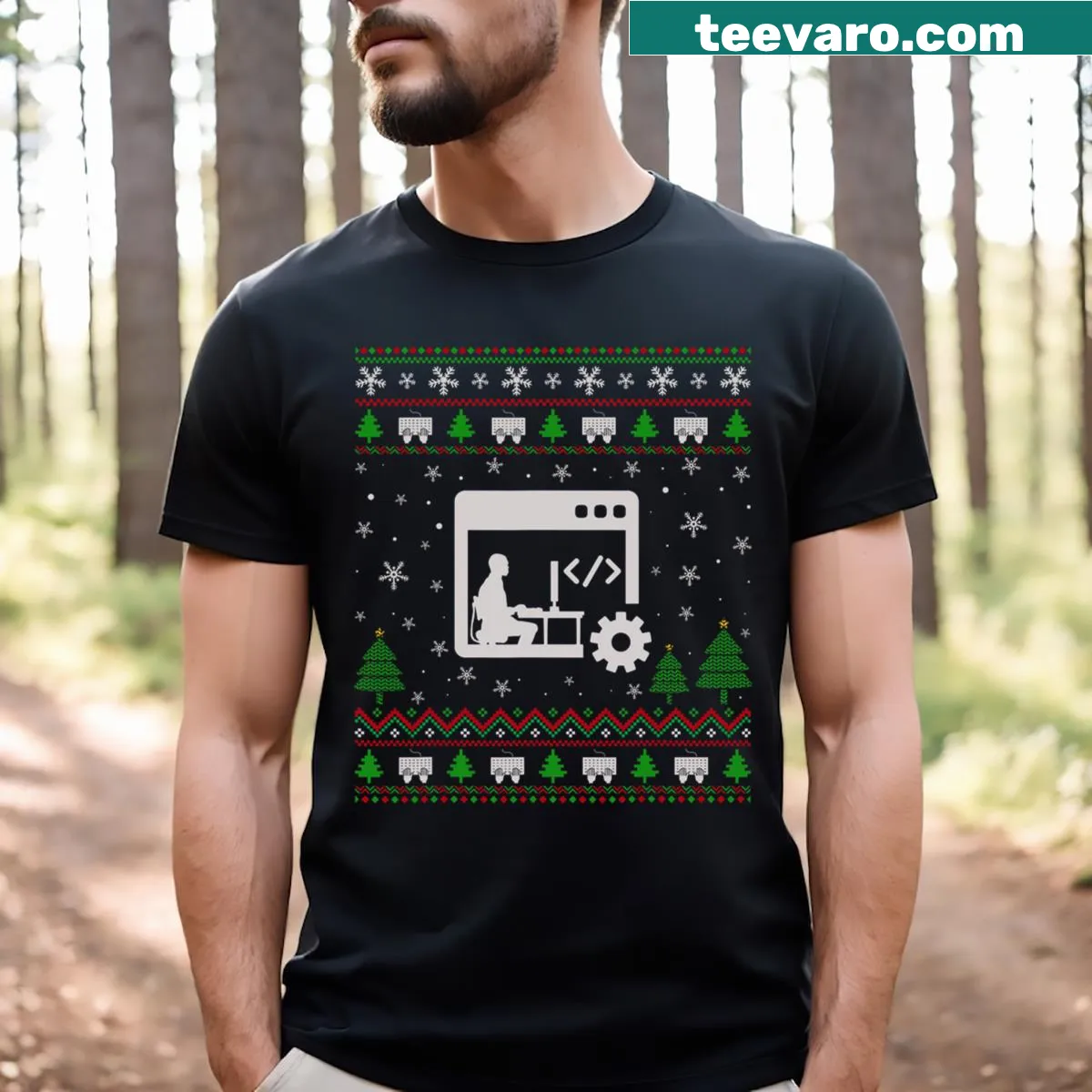 Funny Christmas design for programmers on T-shirt — on a men's t-shirt